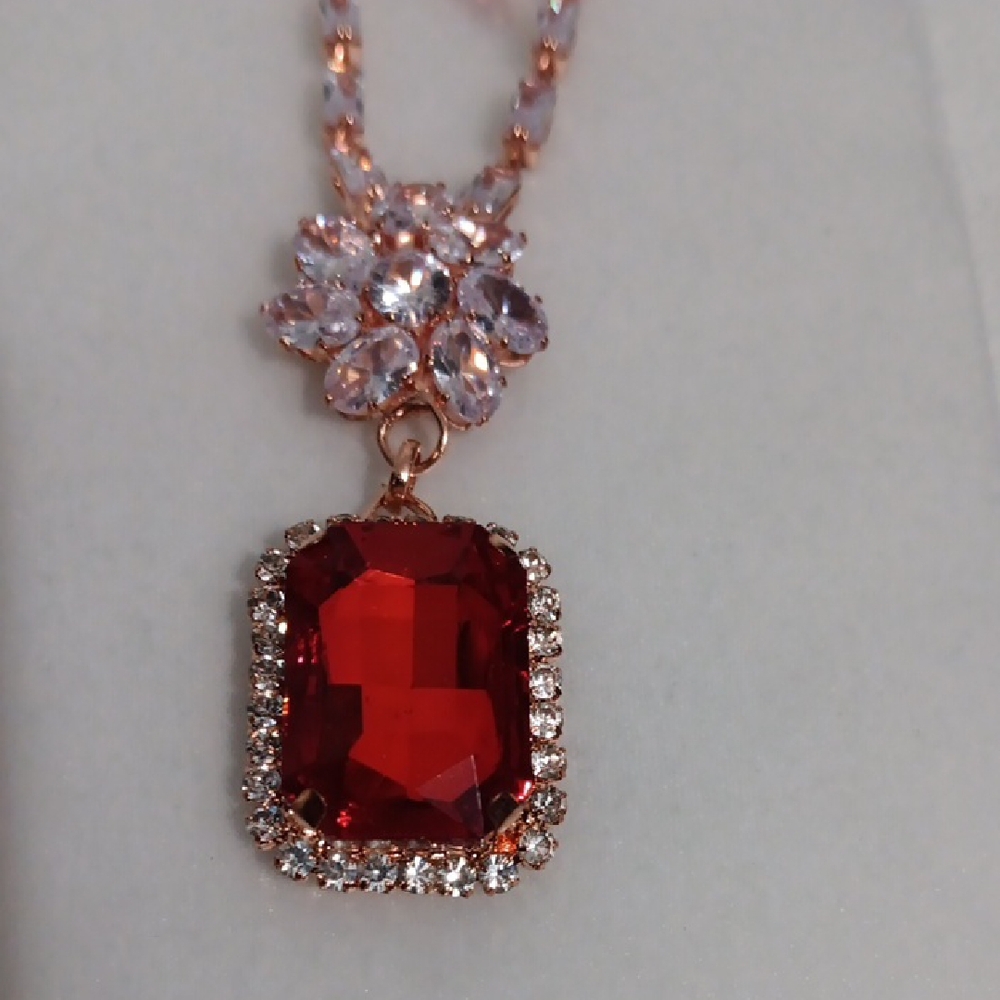 Elegant Red Gemstone Pendant Necklace